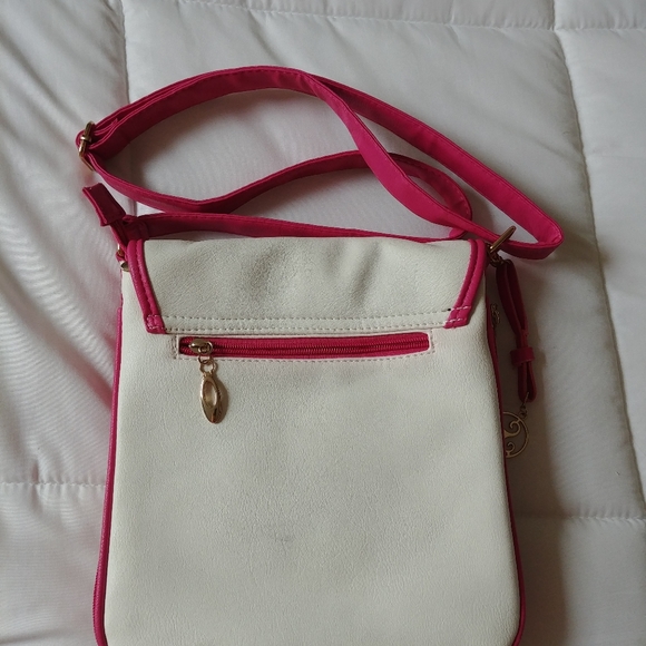 Ladies pink and white shoulder bag - Picture 2 of 3